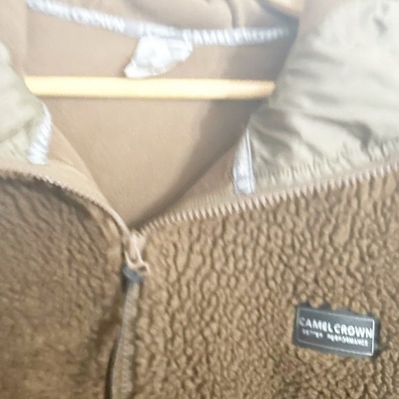 CAMEL CROWN  Fleece Sherpa Jackets Hooded Faux Shearling  Coat Sz XL - Picture 5 of 5
